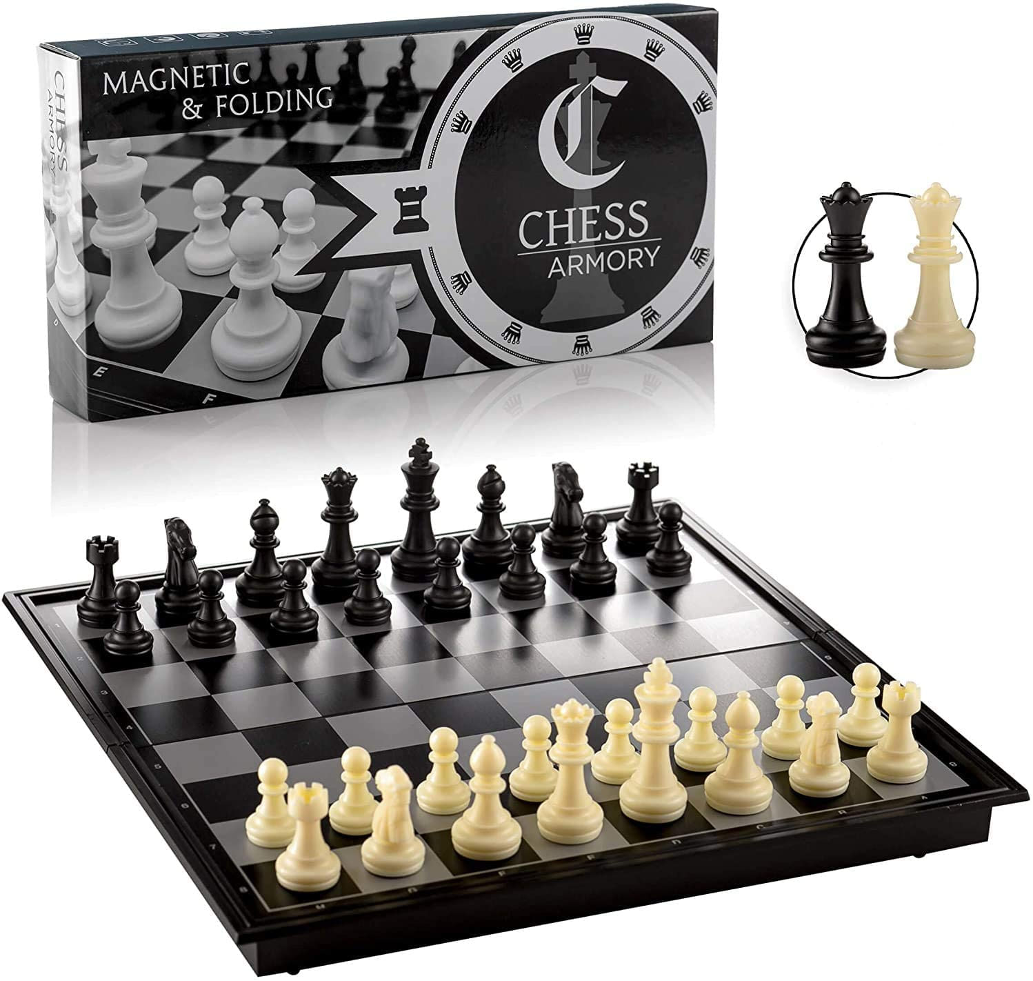 Chess Armory Travel Chess Set 9.5 X 9.5- Conjunto De Xadrez De