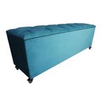 Recamier Baú Capitonê Suede Turquesa King