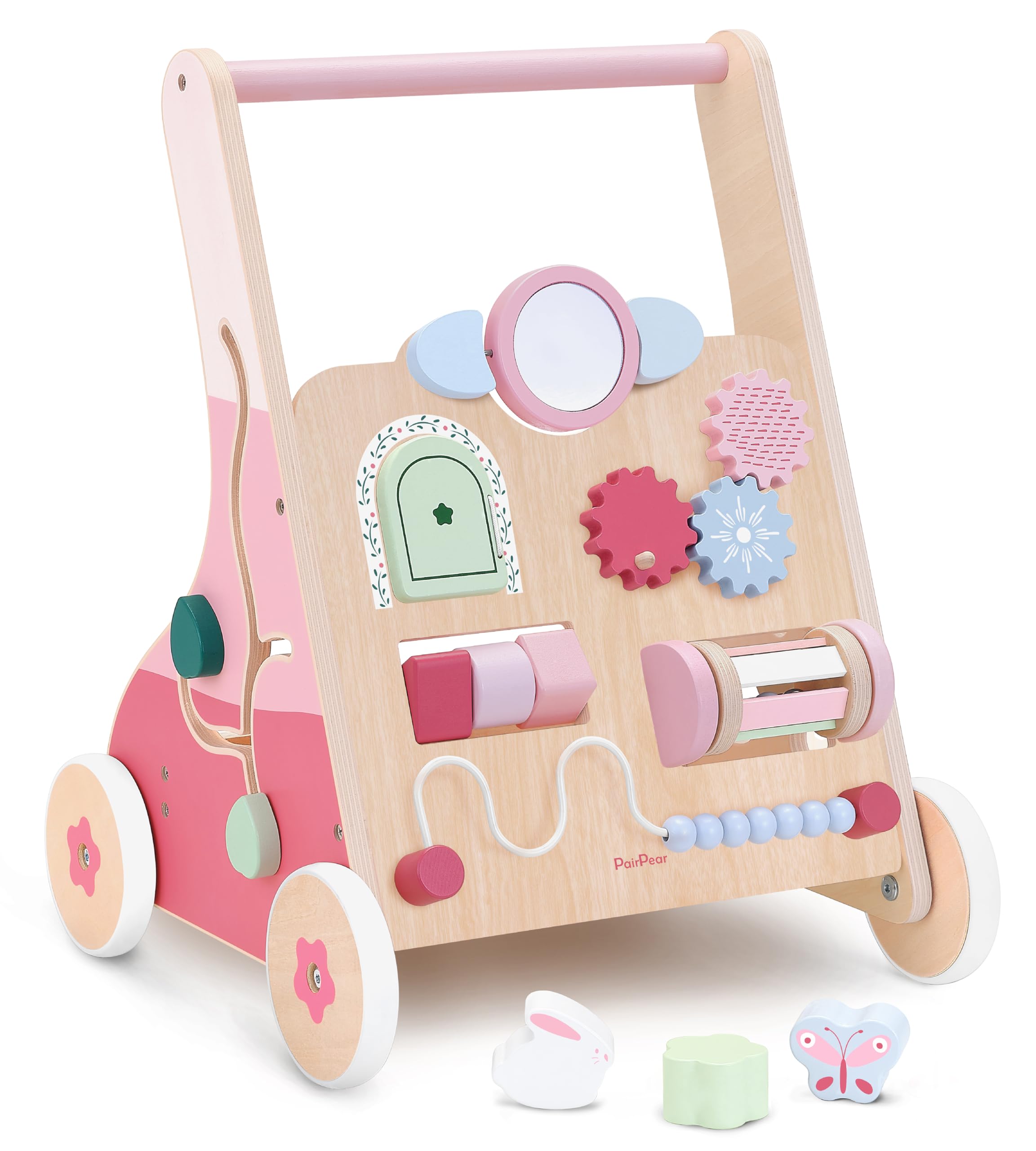 Andador De Bebê De Madeira Pair Push Pull Learning 12 M Ou Mais Rosa