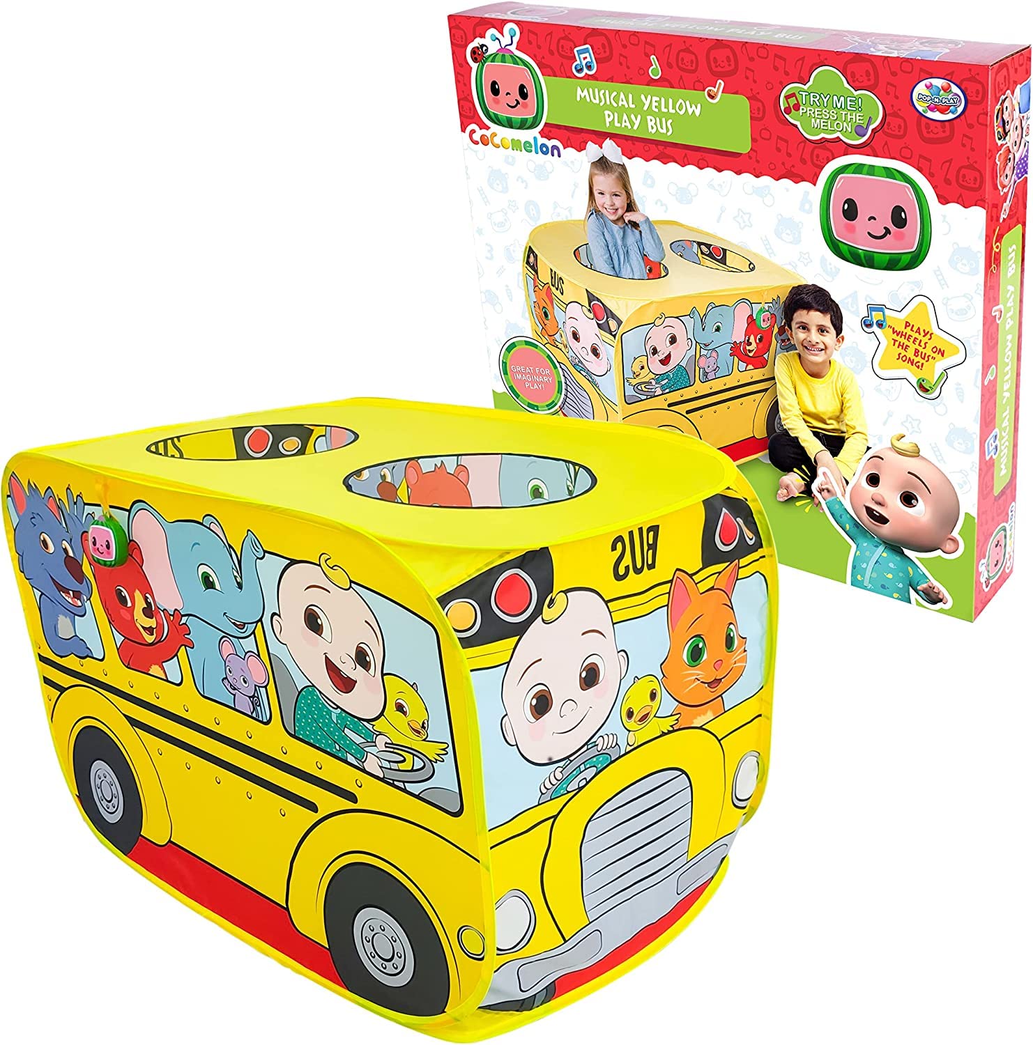 Tenda Pop Up Cocomelon Musical Yellow School Bus 2 Anos Ou Mais