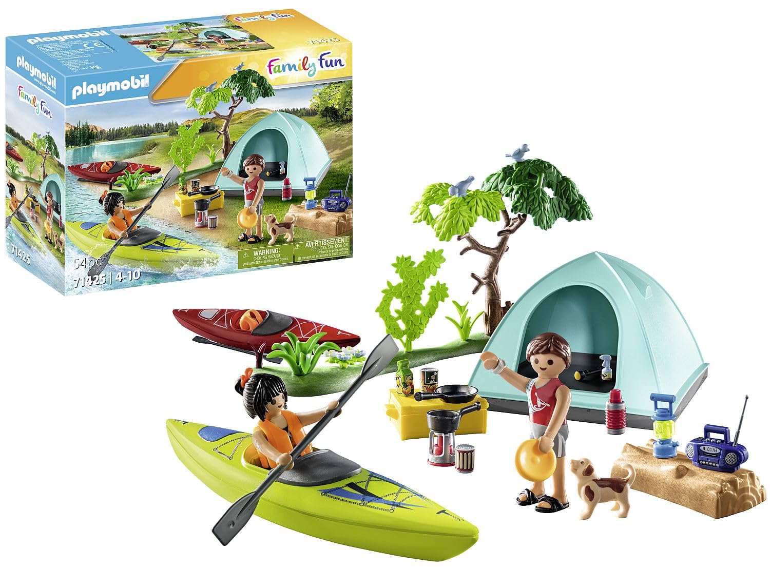 Toy Playmobil Camping Com Caiaques Para Crianças De 4 Anos Ou Mais