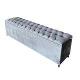 Recamier Baú Capitonê Vintage Suede Cinza Solteiro