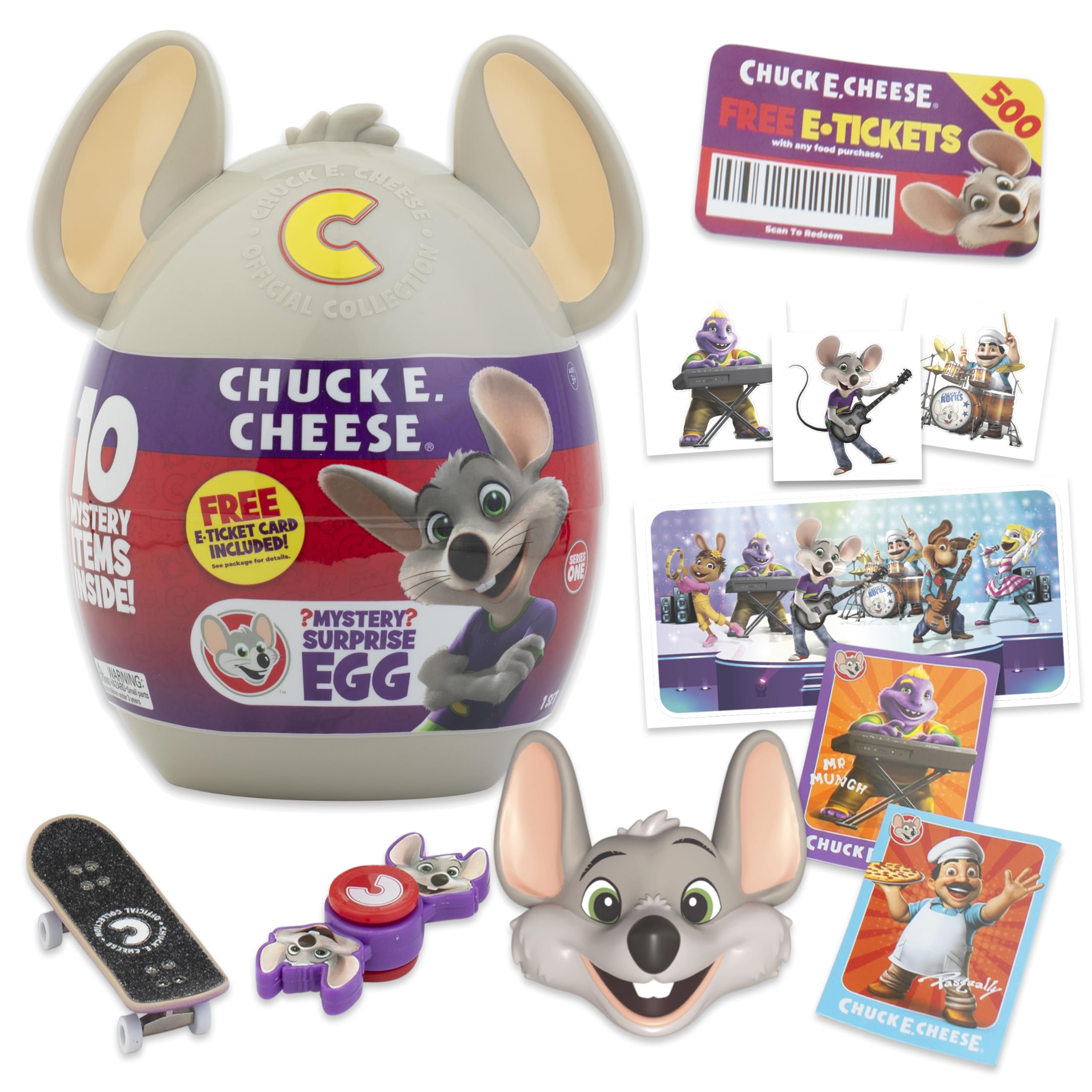 Mystery Egg Chuck E. Cheese Colecionável Com Acessórios 3+