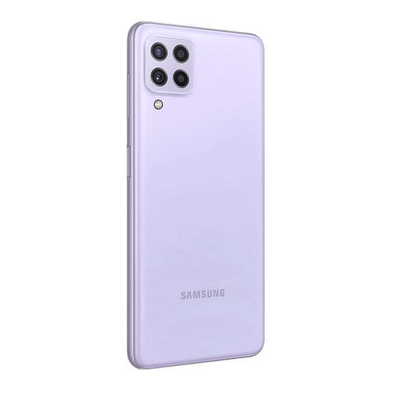 Smartphone Samsung Galaxy A22 128GB Violeta 4G Tela 6.4" Câmera Quadrupla Selfie 13MP Traseira Esquerdo