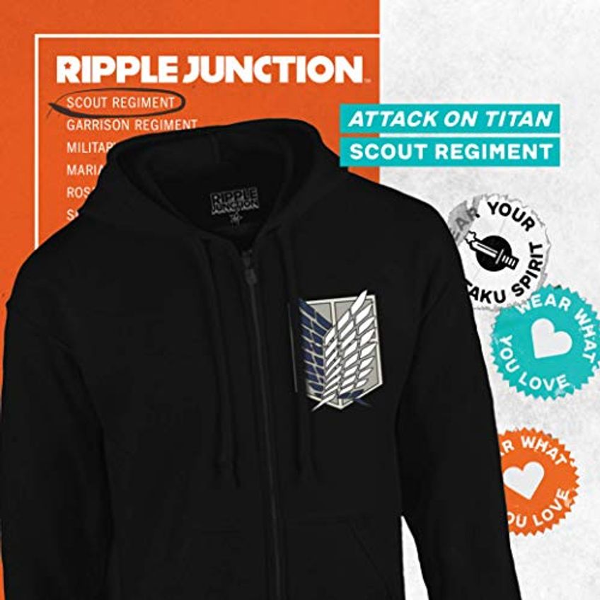 Ataque De Junção De Ripple Em Titan Survey Corps Adulto Unisex Zip Hoodie, Preto - imagem 3