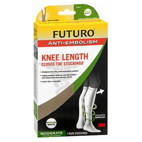 Meias Futuro Anti-embolia Na Altura Do Joelho Fechadas Brancas Moderadas Médias Cada Por 3m (pacote Com 2)