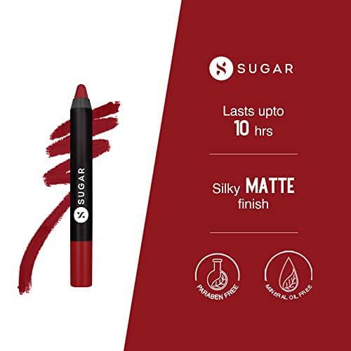 Sugar Cosmetics Matte As Hell Crayon Lipstick10 Cherry Darling (cherry Red)altamente Pigmentado, Textura Cremosa, Acabamento Fosco De Longa