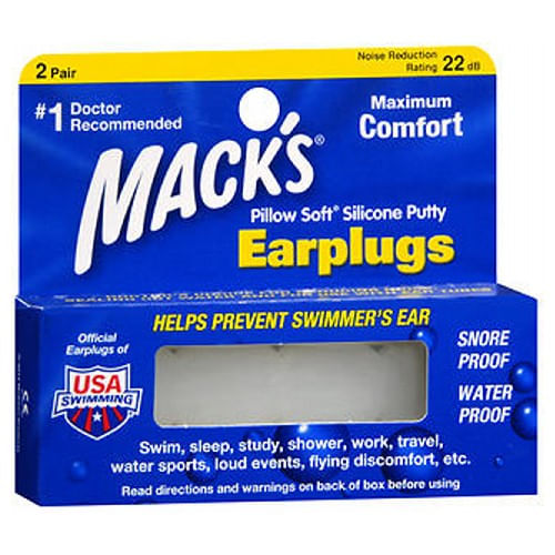 Tampões De Ouvido Mack's Pillow Soft Silicone Putty 2 Pares Da Mack's (pacote Com 6)