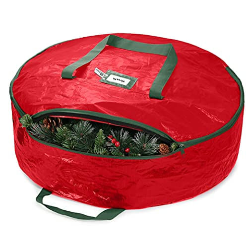 Zober Christmas Wreath Storage Bag - Armazenamento De Tecido Resistente À Água Saco Com Zíper Duplo Para Coroas De Natal Artificiais De N