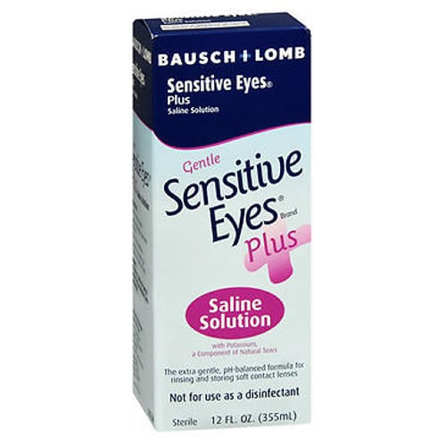 Solução Salina Bausch And Lomb Sensitive Eyes Plus Para Lentes De Contato 12 Oz Da Bausch And Lomb (pacote Com 4)