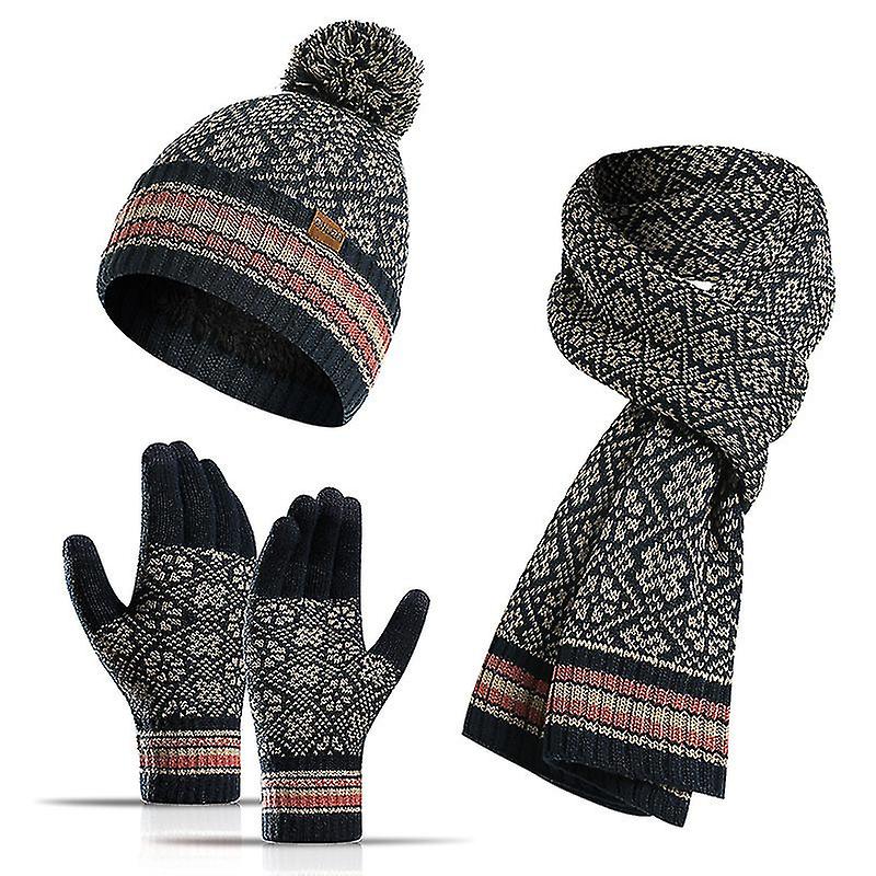 Luvas De Cachecol Feminino Luvas Print Beanie Set Hat Hat Hat Touch S