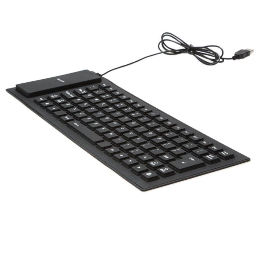 Teclado Dobravel Emborrachado Resistente Agua Usb Preto - imagem 2