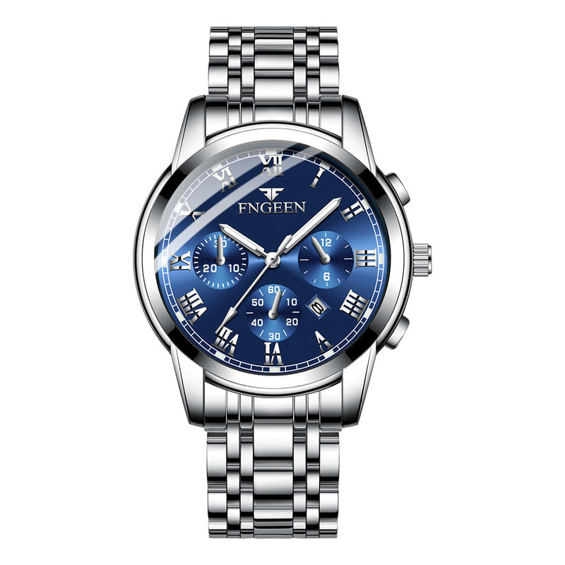 Relógio Glow-in-the-dark Calendar Business Steel Strap Men