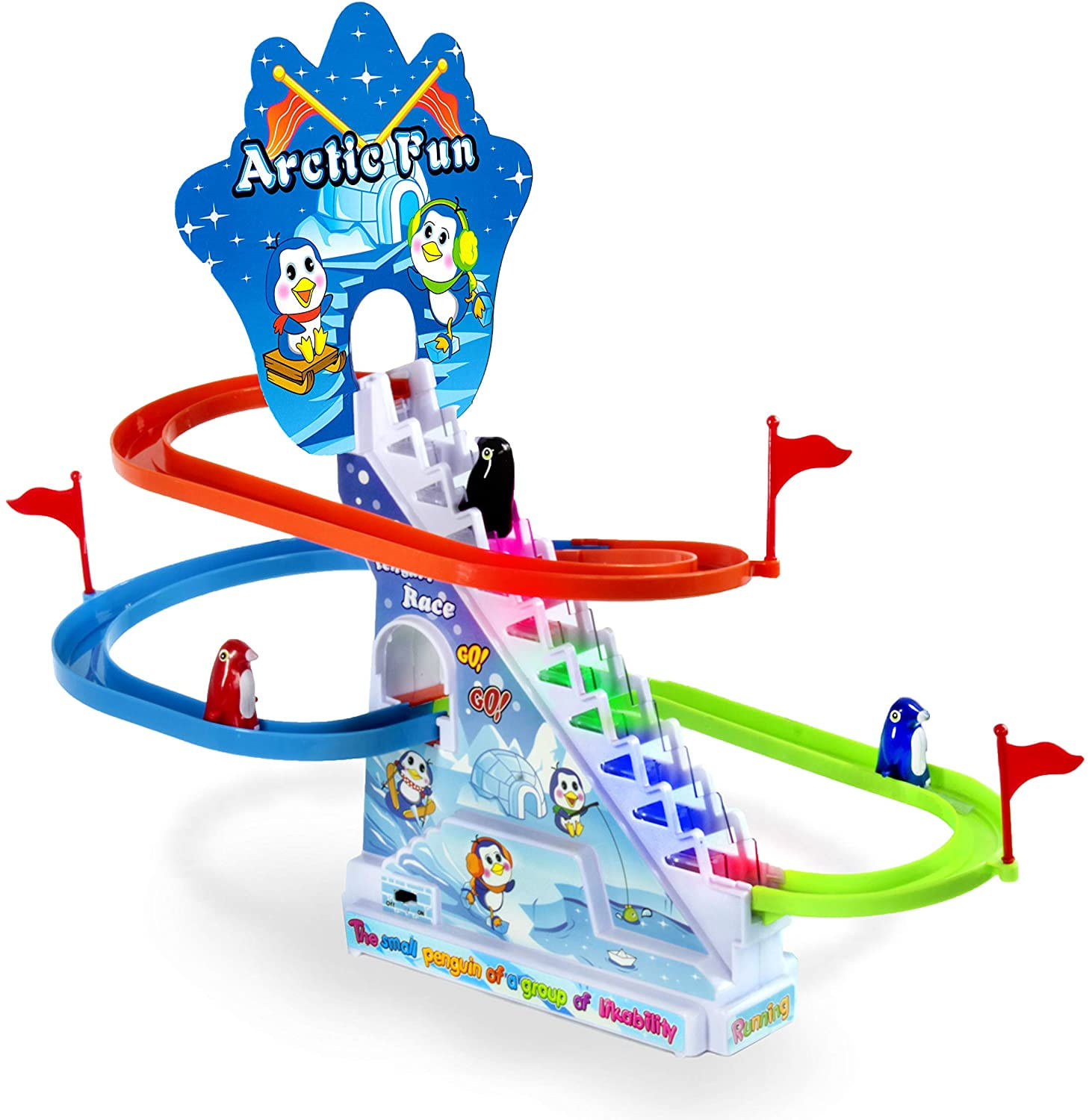 Haktoys Arctic Fun Playful Penguin Race Set Com Luzes Piscando