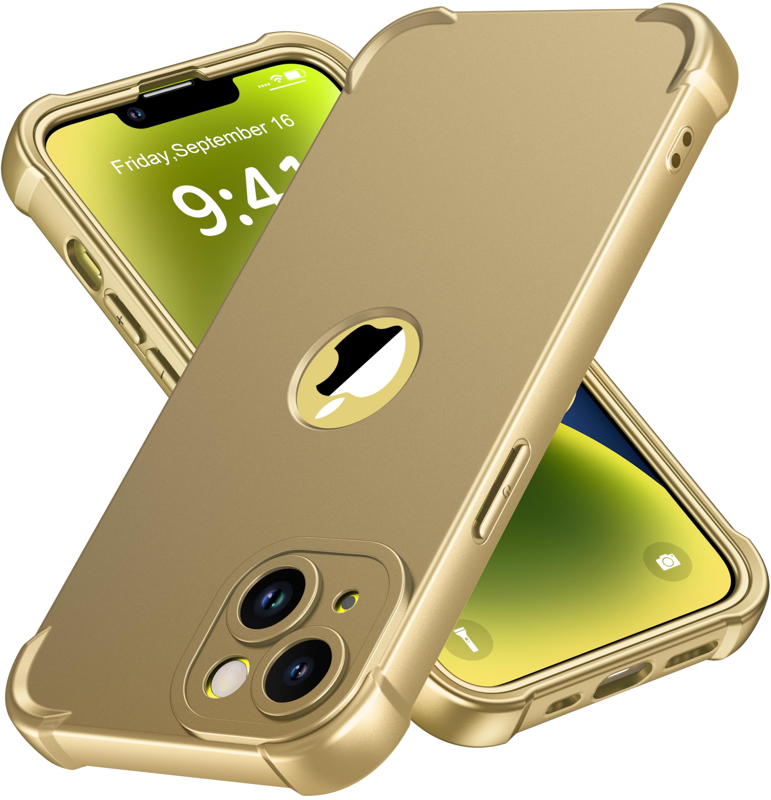 Capa De Telefone Oretech Para Iphone 14 Com 2 Protetores De Tela Dourados