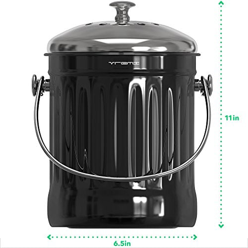 Vremi Kitchen Composte Para Contador Ou Sob Pia - 1,2 Galão Pequeno Metal Indoor Home Apartamento Eco Compostó Para Resíduos Orgânicos B