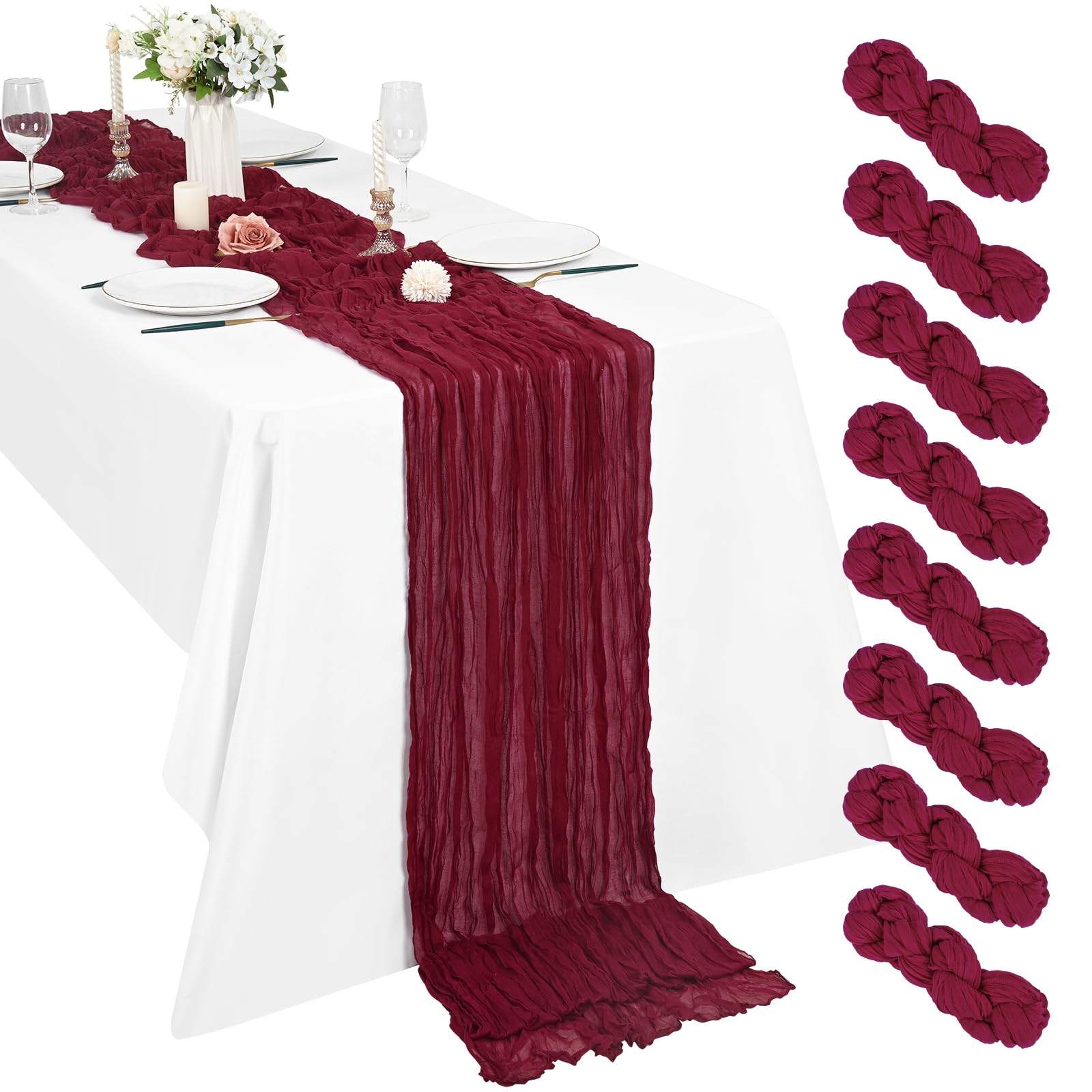 Pano De Algodão Table Runner Personlook De 10 Pés Cor De Vinho (pacote Com 8)