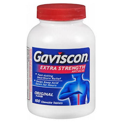 Comprimidos Mastigáveis Gaviscon Extra Strength Original Flavor 100 Comprimidos Da Abreva (pacote Com 6)