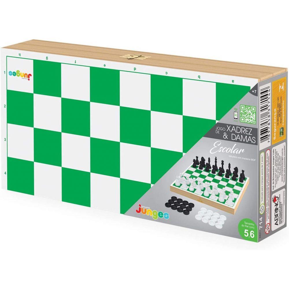 Jogo De Xadrez E Damas Escolar Junges