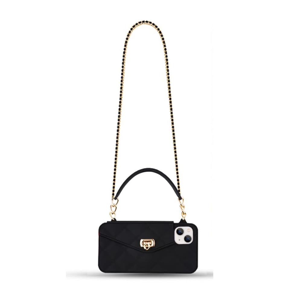 Capa Tipo Carteira Yatchen Para Iphone 16 Pro Com Alça De Cordão Preta