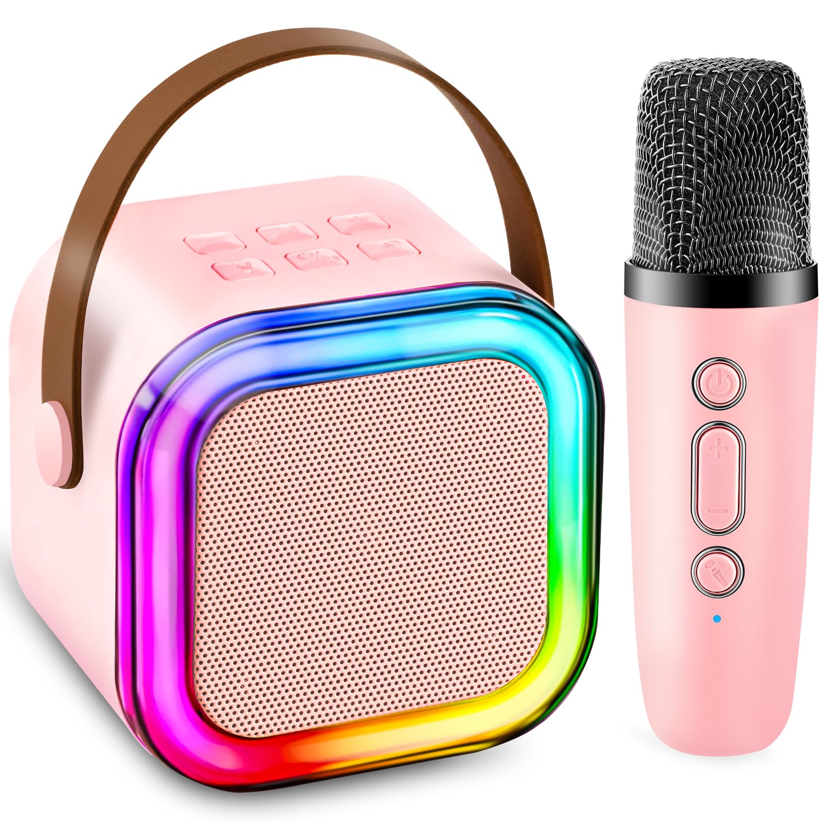 Mini Máquina De Karaokê Portátil Anliuanliu Com Microfone Rosa