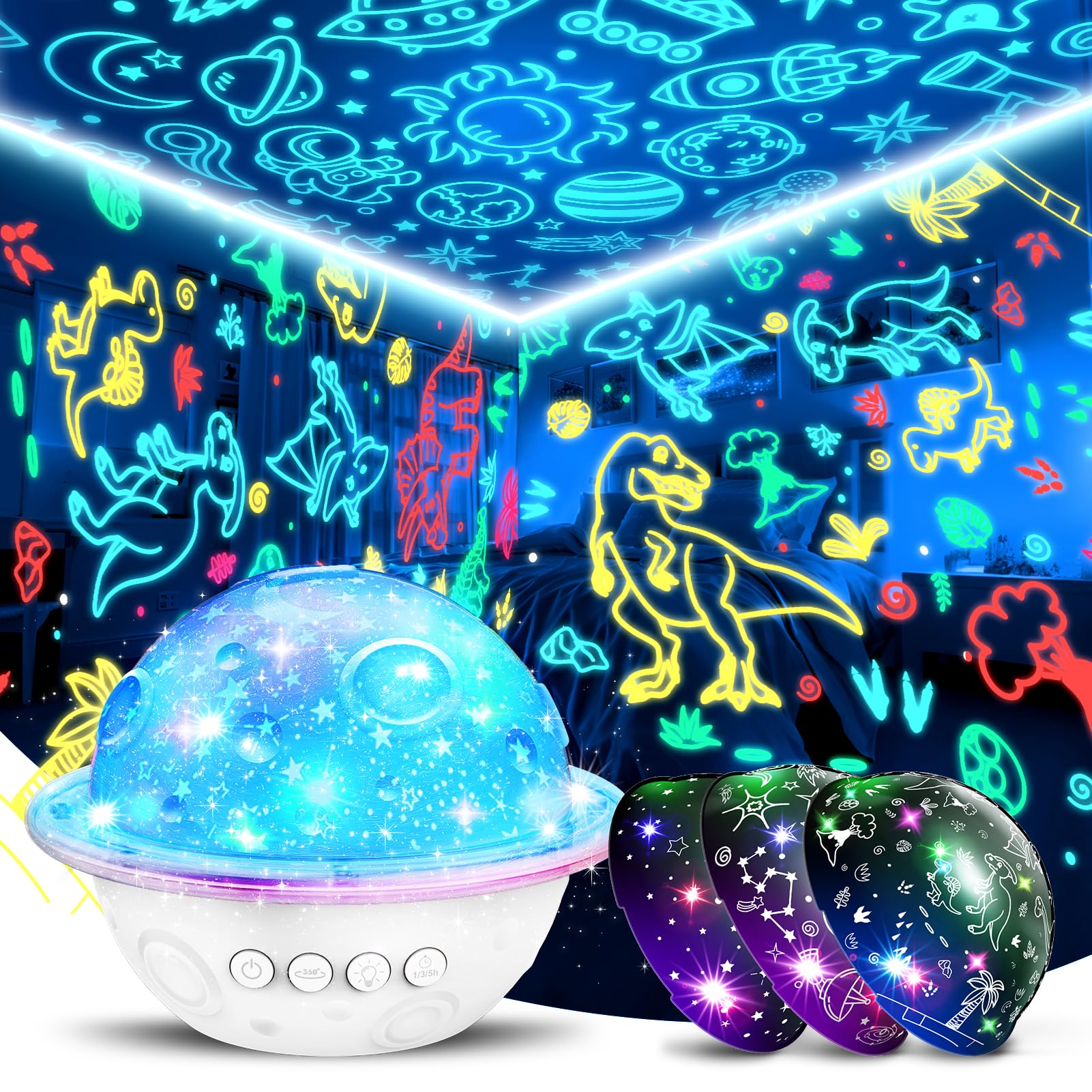 Lâmpada De Luz Noturna Devrnez Planet Projector Dinosaur Universe