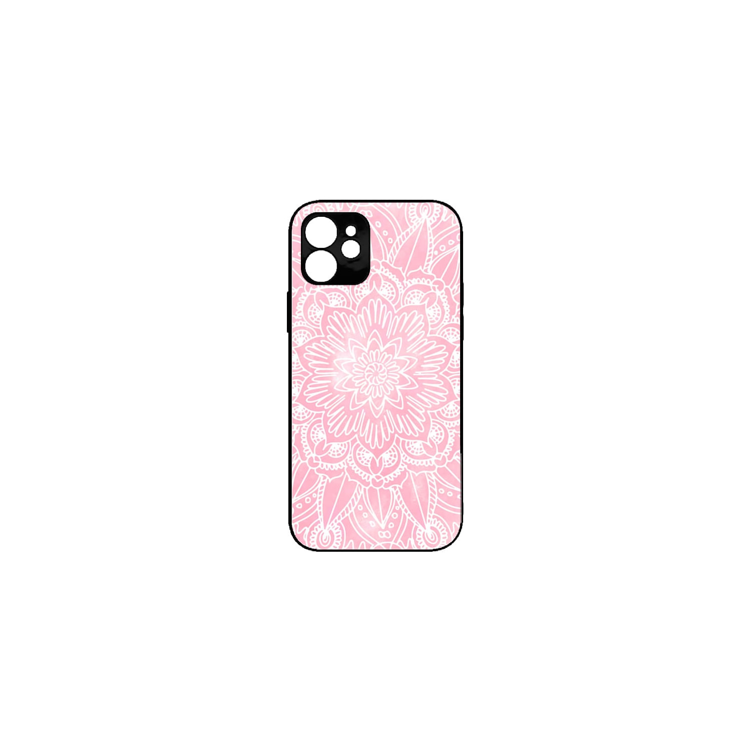 Capa De Telefone Iphone 11 Mandala Rosa Com Borda Preta Tpu