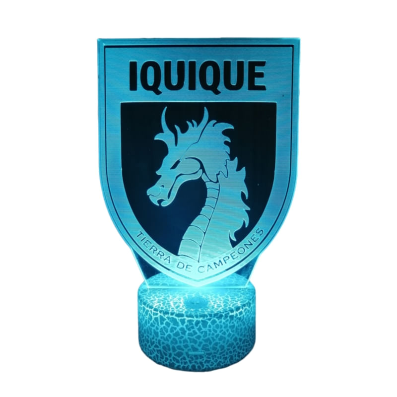 Lâmpada 3d Illusion Iquique Sports Badge Com Led De 7 Cores