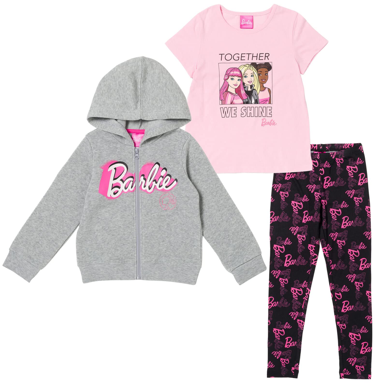 Conjunto De Roupas Barbie Big Girls Com Capuz De Lã Com Zíper Cinza 14-16