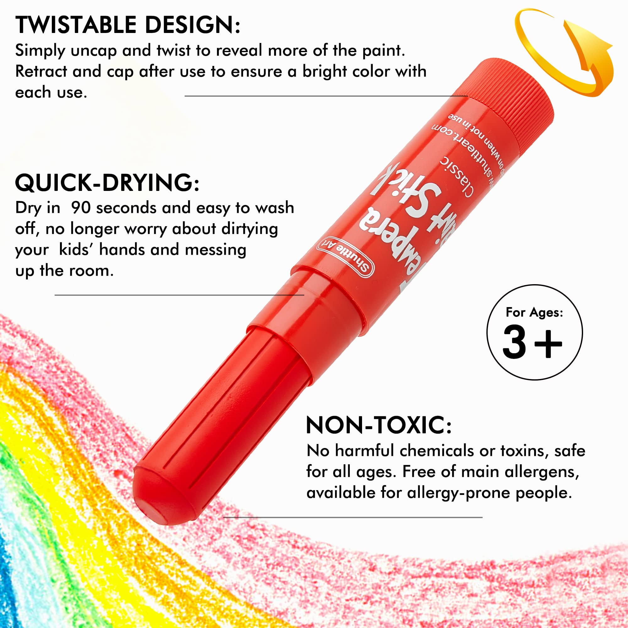 Têmpera Paint Sticks Shuttle Art 40 Cores Para Crianças, Laváveis
