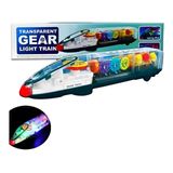 Brinquendo Trenzinho Transparente Com Engrenagens Som E Luz