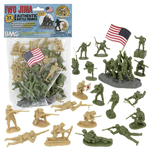Bmc Ww2 Iwo Jima Plastic Army Men - 32 Figuras De Soldados