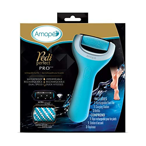 Amope Pedi Perfect Pro Wet &amp; Dry Foot File, Removedor Insensível Para Pés, Remove Pele Dura E Morta – Recarregável &amp; Impermeável