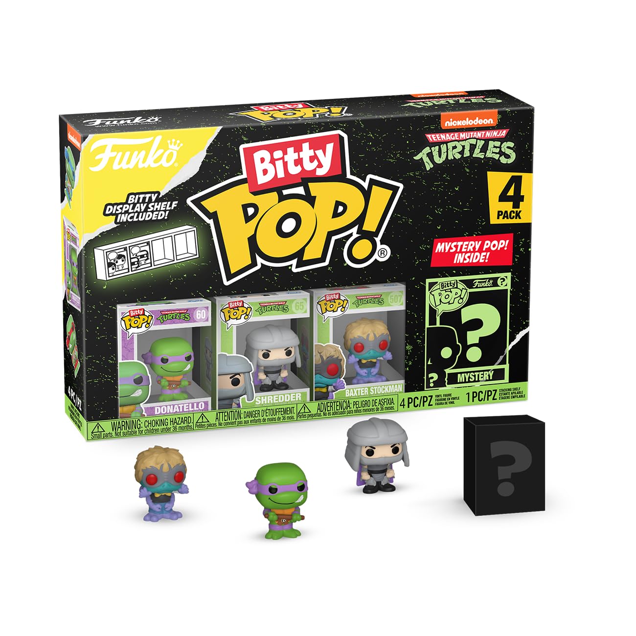 Figura Funko Bitty Pop Tmnt Donatello 4pk Com Triturador E Baxter