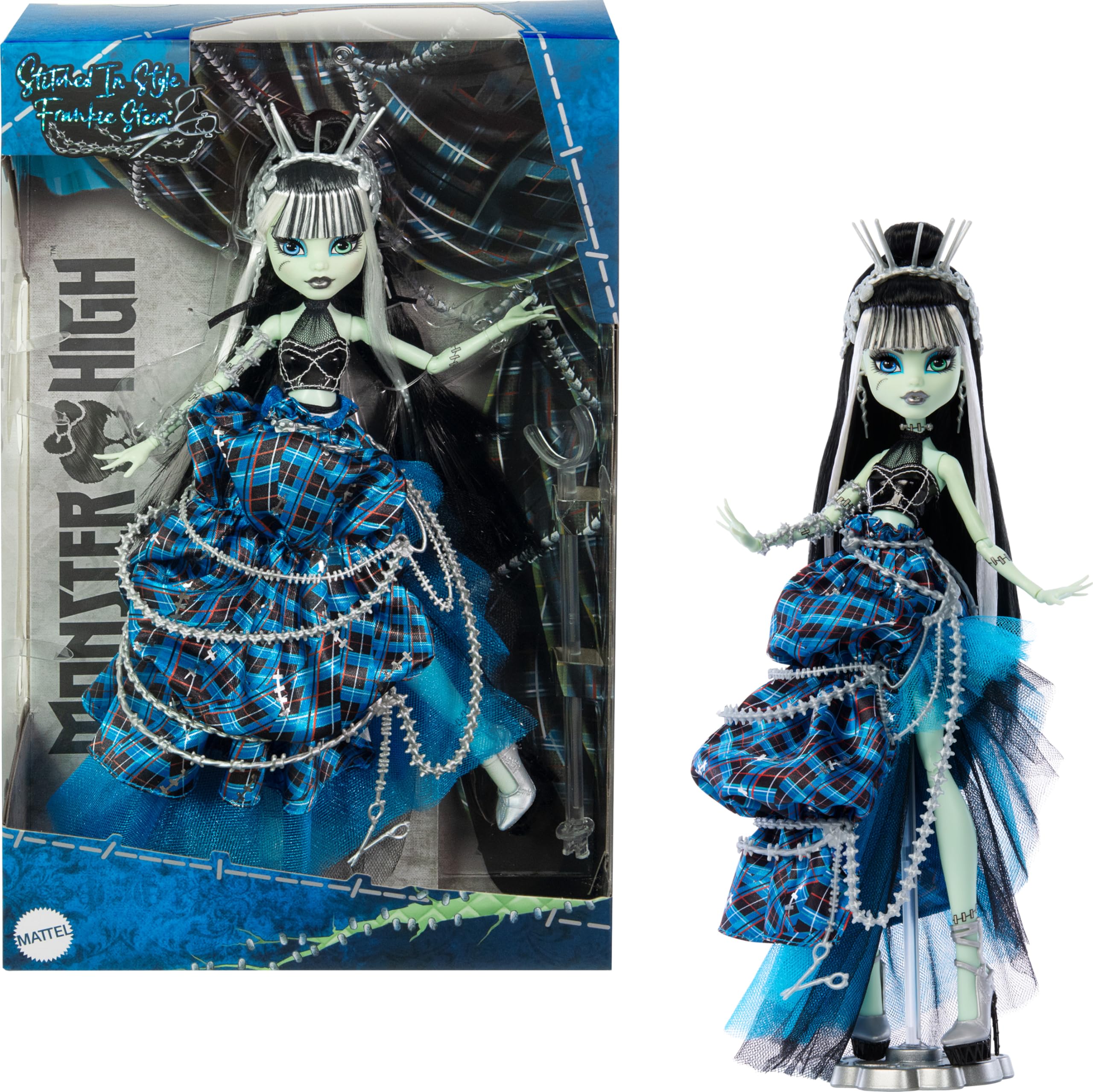 Boneca Monster High Frankie Stein Costurada Em Grande Estilo Com Acessórios