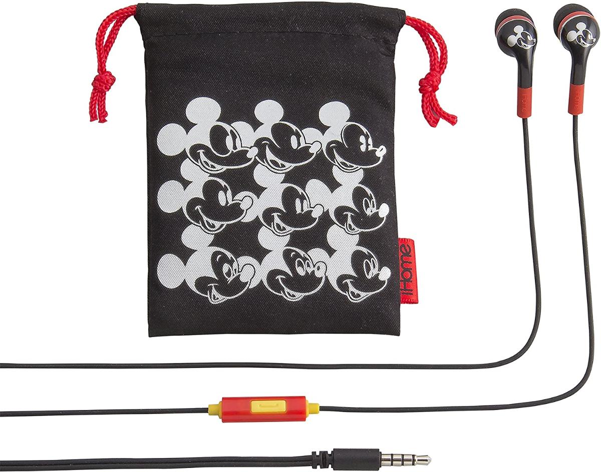 eKids Mickey Mouse Earbud & in-Ear Fones de ouvido, Fones de Ouvido Com Fio com Microfone para Chamada de Vídeo ou Reunião de Zoom, Fones de Ouvid