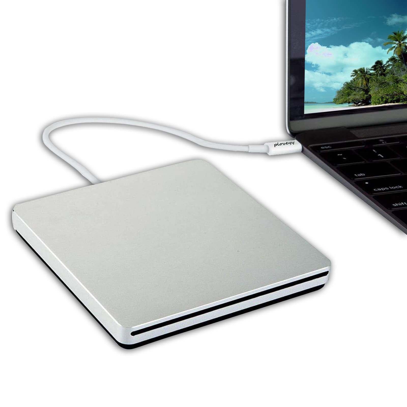 Unidade Externa De Cd E Dvd Ploveyy Usb-c Superdrive Para Mac Silver