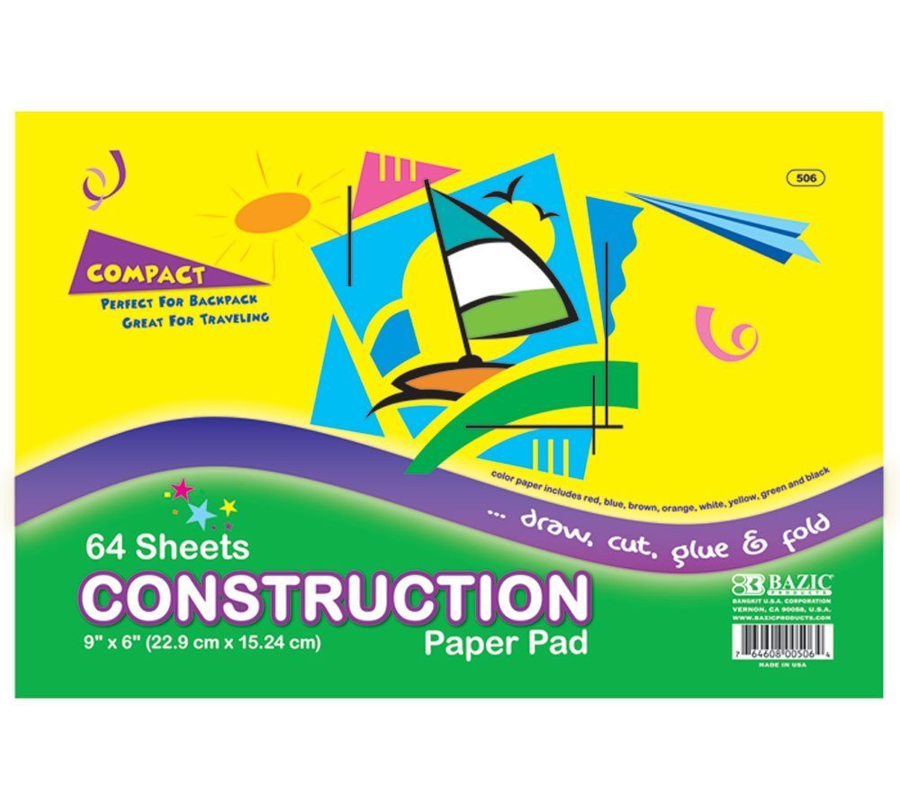 Construction Paper Pad Bazic 64 Cut. 6 X 9 Mini Case Pack 48