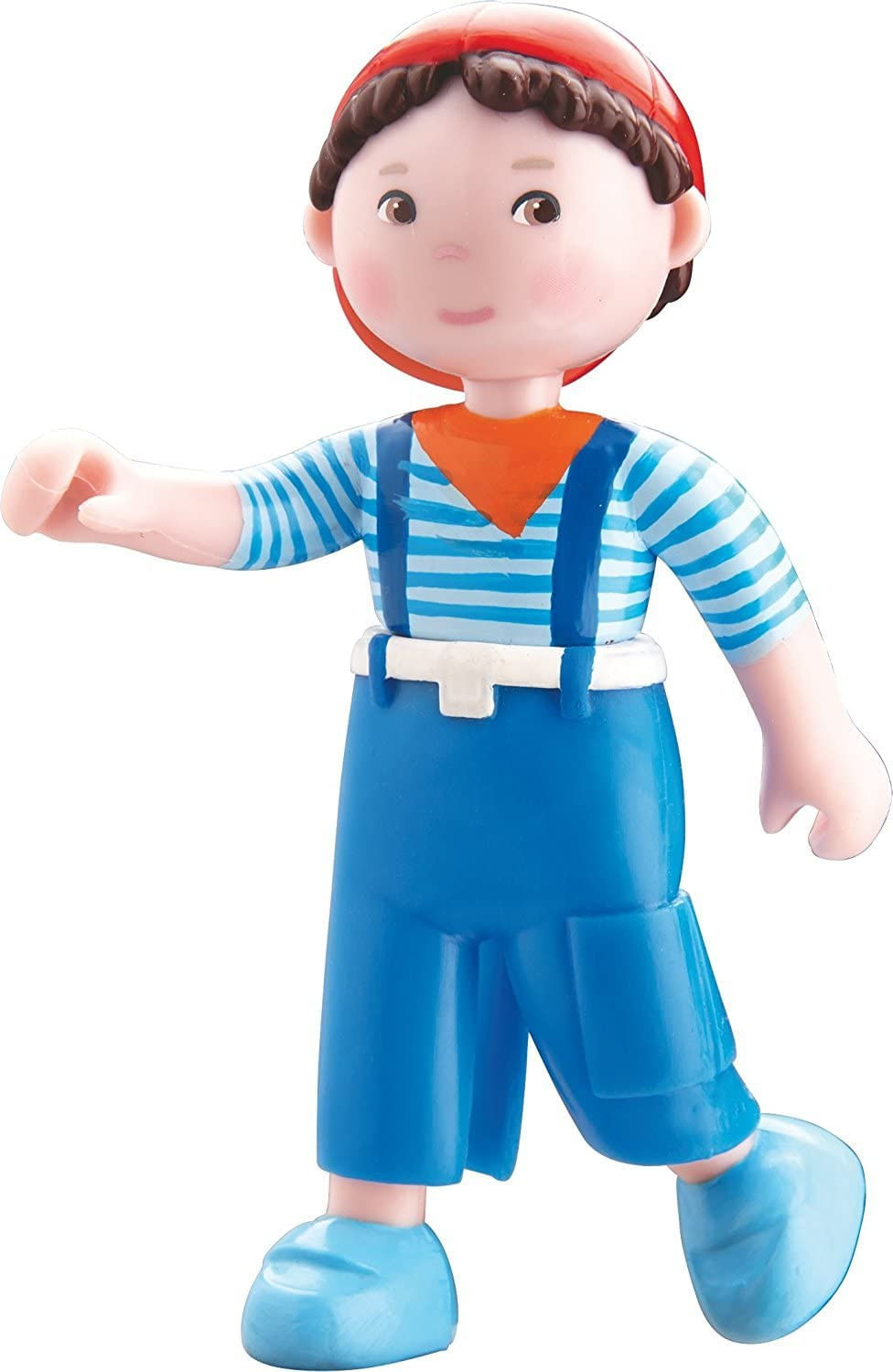 Haba Little Friends Matze - 4 Boy Dollhouse Toy Figure Com Macacão Azul E Boné Vermelho