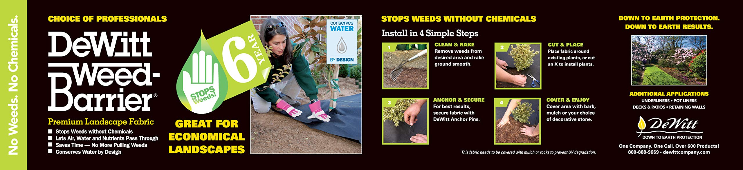 Tecido De Barreira Contra Ervas Daninhas Dewitt 6 Anos 45 G/m2 0,04 M² 0,91 X 30,48 M