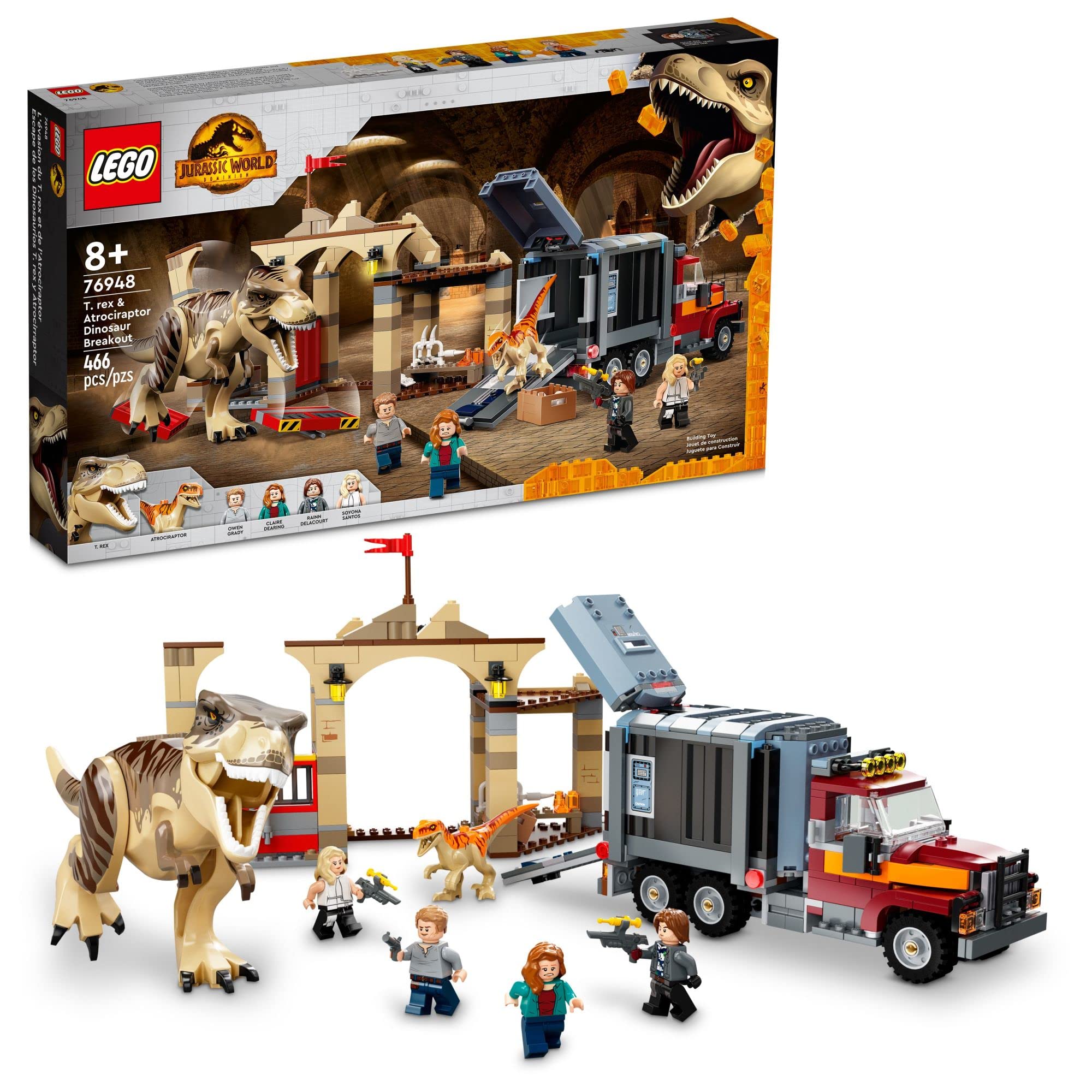 Conjunto De Brinquedos Lego Jurassic World T. Rex E Atrociraptor 76948