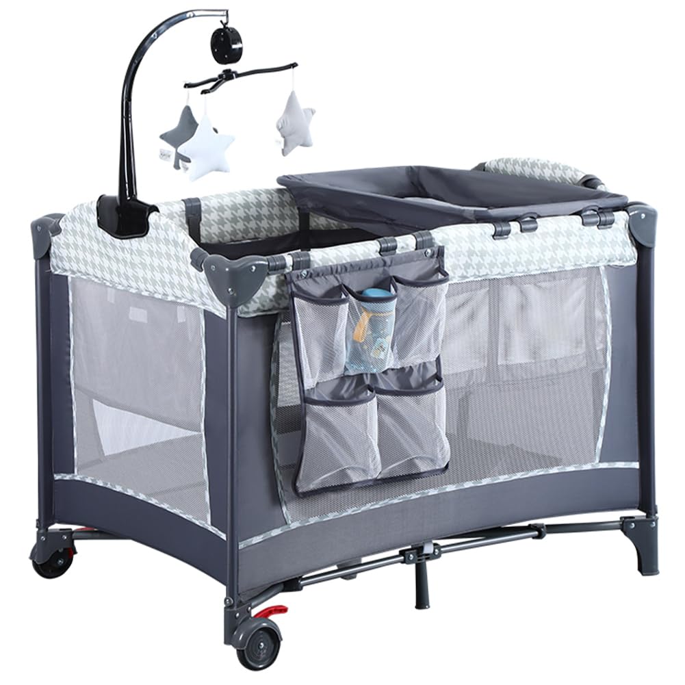 Berço De Cabeceira Simplgirl 4 Em 1 Pacote N Play Com Brinquedos E Música