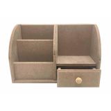 Organizador Mesa Escritório Porta Caneta Cartão Mdf Gaveta