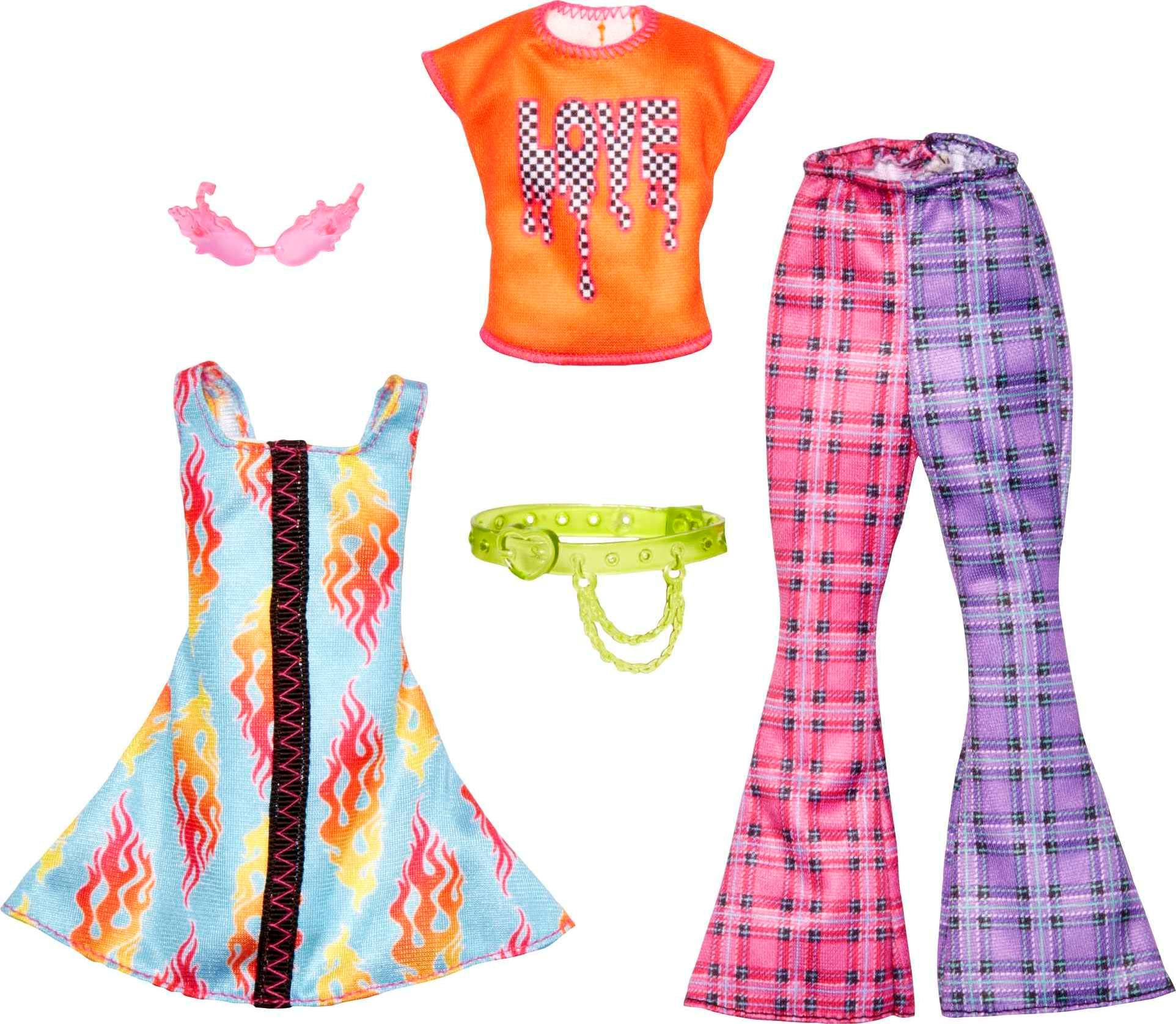 Conjunto De Roupas Barbie Fashions, Pacote Com 2 Roupas E 2 Acessos.