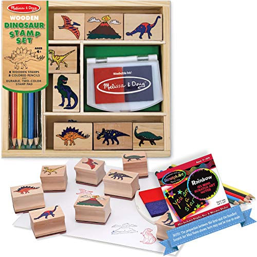 Conjunto De Selos Melissa &amp; Doug Dinosaur Com Minipad Scratch Art