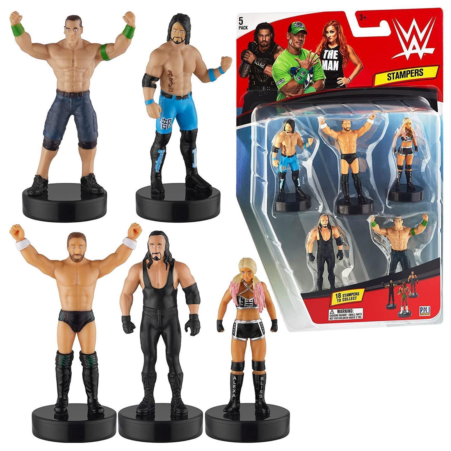 Wwe Wrestler Stampers 5pk John Cena Undertaker Bryan Bliss