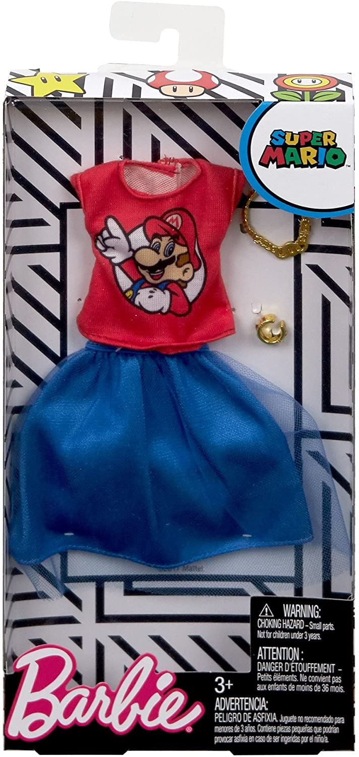 Conjunto De Moda Barbie Super Mario Azul/vermelho Com Acessórios