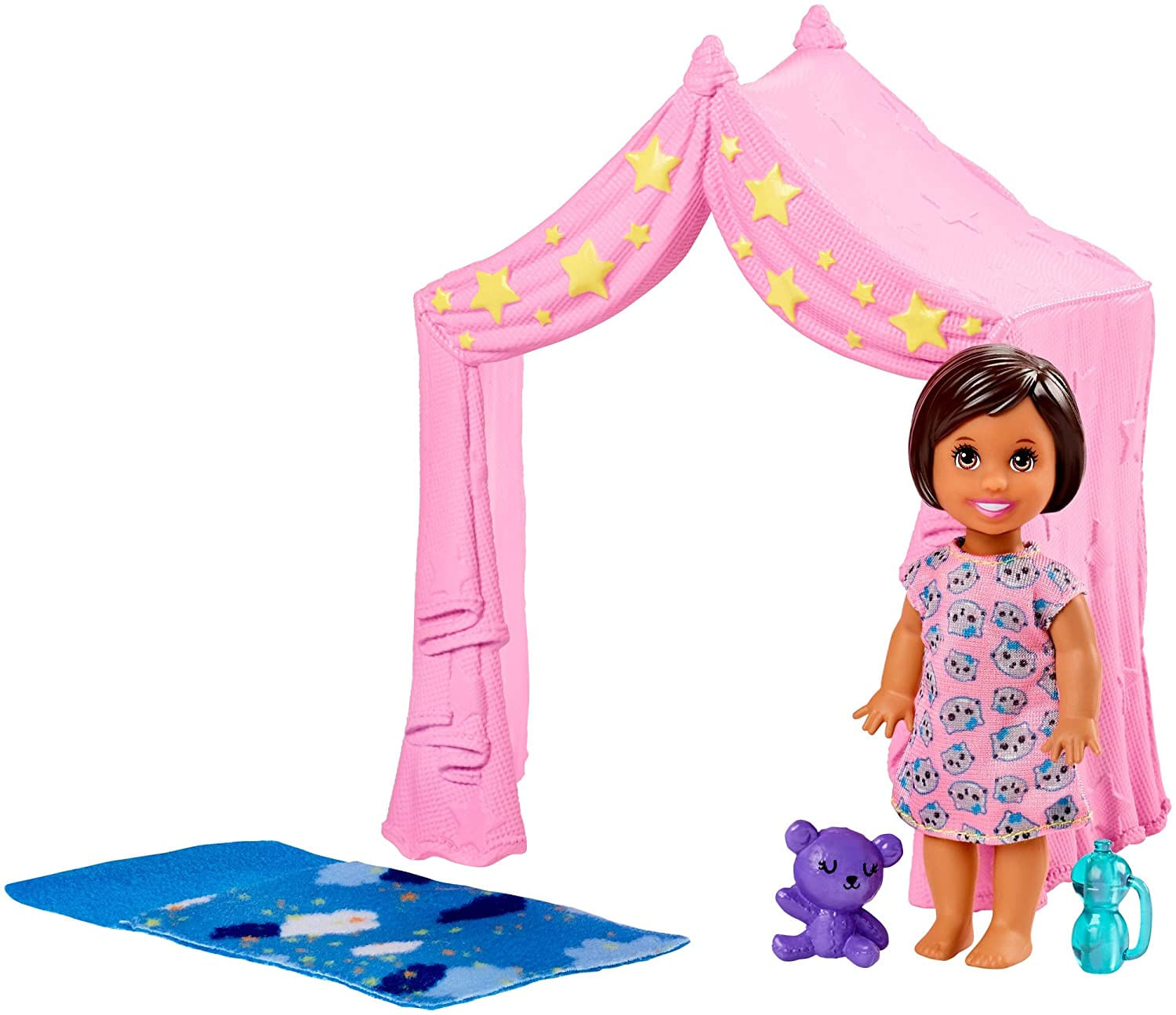 Playset Barbie Skipper Babysitters Inc. Hora De Dormir Com Barraca