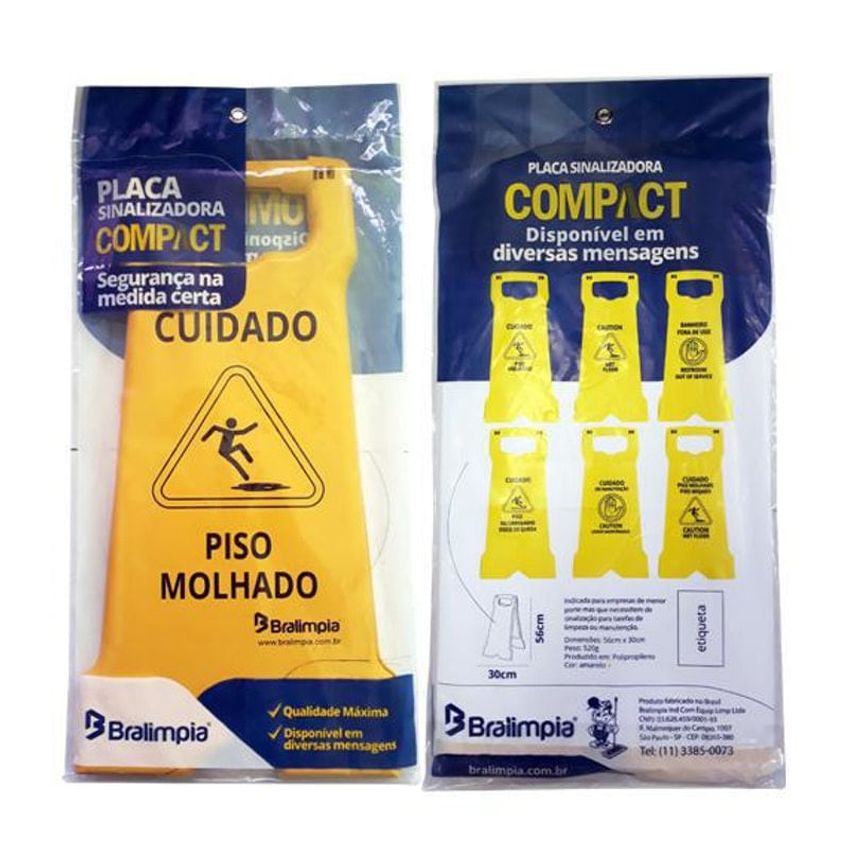 Placa Sinalizadora Compact P/ Piso Molhado Bralimpia Limpeza - imagem 2