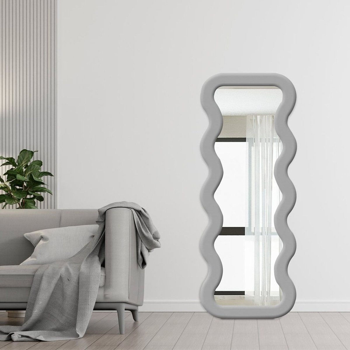 Espelho De Chão New York Bouclê 68cm X 180cm Cinza